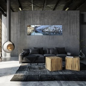 Obraz - zimowy krajobraz z jeziorem (170x50 cm)