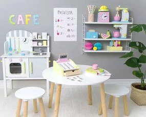 Biały drewniany dziecięcy stolik z krzesełkami D1-C88