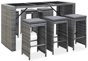Komplet szarych mebli ogrodowych rattanowych - Helser 3X