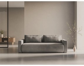 Jasnoszara aksamitna rozkładana sofa ze schowkiem 238 cm Belfast – Cosmopolitan Design