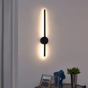 Nowoczesna lampa ścienna czarna 60 cm z wbudowanym LED - Clockwise