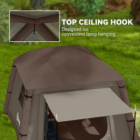 Outsunny Nadmuchiwany Namiot Campingowy 1-2 Osoby na 4 Pory Roku z Hakiem, Pompką, Oknami, Drzwiami