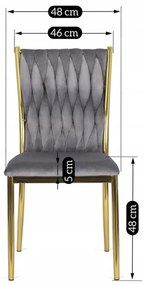 Zestaw Stół Okrągły SALLO 110 cm i 4 Krzesła Tapicerowane Plecione DAN Szare Glamour