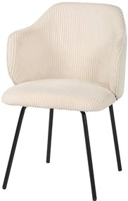 Kremowe krzesło sztruksowe na czarnych nogach D1-L83