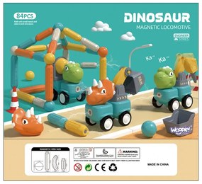 Woopie klocki magnetyczne dinozaury konstrukcyjne 84 el.