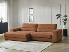 Pomarańczowy aksamitny narożnik (lewostronny/z szezlongiem) Sierra – Bobochic Paris