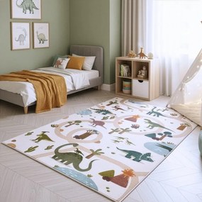 Dywan dziecięcy Coco Dinozaury kremowe 80 cm x 150 cm