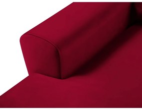 Czerwony aksamitny rozkładany narożnik ze schowkiem (lewostronny/z szezlongiem) Kyoto – Cosmopolitan Design