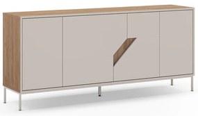 Kremowo-naturalna komoda w dekorze dębu 180x80x40 cm Lilou – Marckeric
