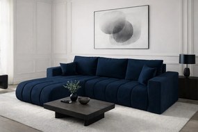 Narożnik z funkcją spania i pojemnikiem MILO PREMIUM, tkanina Monolith, Ciemnoniebieski, Lewy