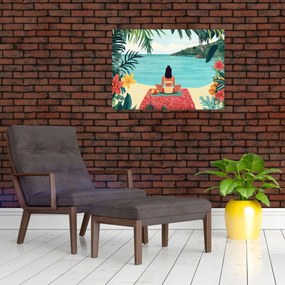 Obraz - Joginka na plaży (70x50 cm)