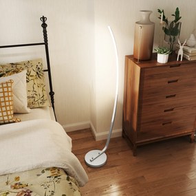 HOMCOM Lampa stojąca LED do przedpokoju z regulowaną jasnością, Nowoczesna lampa na podłogę z przełącznikiem nożnym do sypialni, salonu, Srebrna