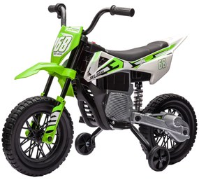 AIYAPLAY Elektryczny Motocykl dla Dzieci z Manualną Kontrolą Przepustnicy, Kołami Treningowymi, Muzyką, Zielony