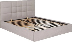 Łóżko ze skrzynią na pościel 160 × 200 cm – tkanina – kolor beżowy - ELIAVA marki Pascal Morabito