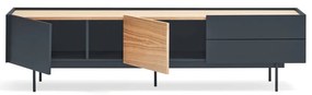 Antracytowo-naturalna szafka pod TV w dekorze dębu 180x45 cm Otto – Teulat