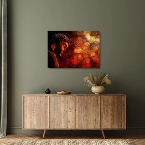 Obraz na szkle - Budda w odcieniach czerwieni (70x50 cm)
