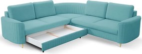 Narożnik LAREN nowoczesna sofa z funkcją spania pojemnik na pościel lewa strona CASTEL 70 251x251x85 cm