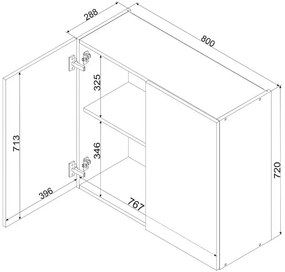 Dwudrzwiowa szafka kuchenna górna 80 cm biały + dąb artisan Mosani 3X