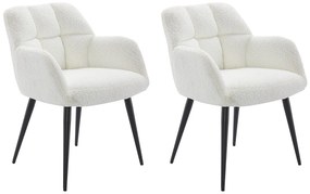 Zestaw 2 krzeseł z podłokietnikami - Bukla i metal - Biały - PEGA