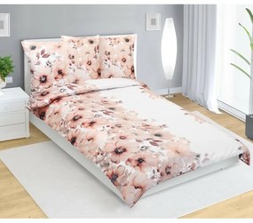 Pościel satynowa Bellatex Flower łososiowa, 140 x220 cm, 70 x 90 cm, 140 x 220 cm, 70 x 90 cm