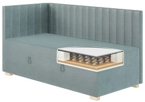 Niebieskie narożne łóżko dziecięce ze schowkiem i materacem 90x200 cm Snugi – Ghado