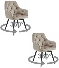 Obrotowe krzesło do jadalni JORK360 VELVET, beżowe