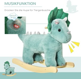 HOMCOM Koń na biegunach pluszowy zwierzak na biegunach huśtawka dla dzieci zabawka dzieci ciemnozielony