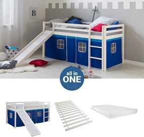 Łóżko piętrowe 90x200 cm Niebieskie