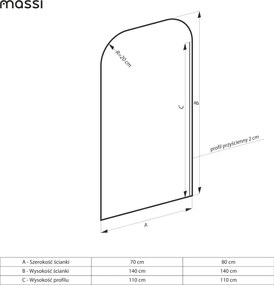 Parawan nawannowy prostokatny MOLIS Square Brown szkło brązowe | Różne rozmiary : Kolor profili kabiny - chrom / srebrny, Rozmiar - 70x140 cm
