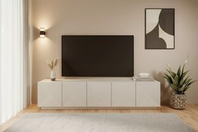 Szafka RTV Asha 200 cm pięciodrzwiowa z ryflowanym frontem - kaszmir