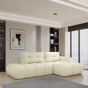 Masseno Narożnik FLUMA z funkcją spania i pojemnikiem na pościel Narozniki L, Rozkładana sofa - Kremowy, QUELLE 02