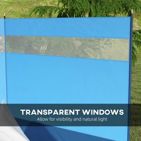 Outsunny Parawan z Oknem Przepuszczającym Światło i Torbą Transportową, Stalowe Słupki, 440x140cm, Niebieski