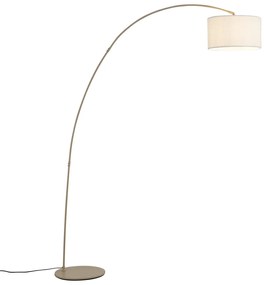 Luk Nowoczesna lampa łukowa beżowa z abażurem z tkaniny typu teddy - Vinossa Nowoczesny Oswietlenie wewnetrzne