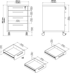 Kontenerek 4-szufladowy na kółkach Prima 4 biały