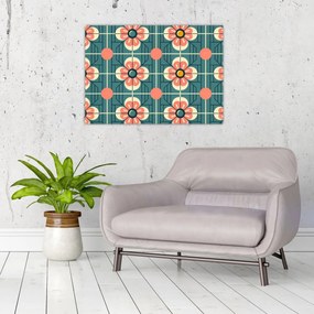 Obraz - Retro wzór z kwiatami (70x50 cm)