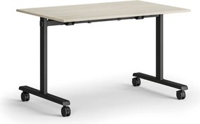 Mobilny stół MATCH, 120x80 cm, czarna podstawa, dąb naturalny
