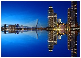Obraz na szkle - Rotterdam nocą (70x50 cm)