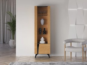 Witryna do salonu HESTIA 1W1D 58cm dąb/czarna prawa ML MEBLE