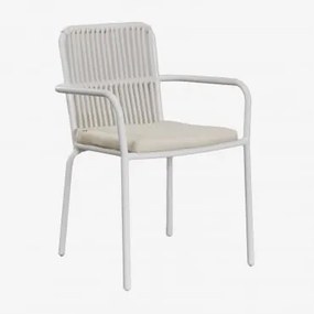 Krzesło Ogrodowe Alberta Stackable Aluminum Z Podłokietnikami Gardenia Biel - Sklum