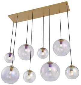 Lampa wisząca w stylu Art Deco złota z tęczowym szkłem 8-źródłowa - Sandra Oswietlenie wewnetrzne