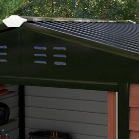 Outsunny Szopa na narzędzia metalowa, odporna na warunki atmosferyczne i rdzę, zamykana, 2,40 x 2,06 x 1,98 m, teka