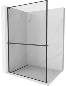 Mexen Kioto+ L ścianka prysznicowa z półką Walk-in 90 x 200 cm, czarna ramka, czarna - 800-090-123-70-70
