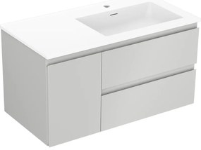 Mexen Orio szafka łazienkowa 90 cm z umywalką Otis prawą, 2S, 1D, szara mat/biała mat - 91A13-09047-3-BBFFF62-W18P01
