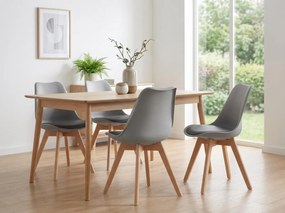 Szare krzesło BALI MARK z bukowymi nogami, ciemnoszare siedzisko