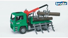 Bruder 2769 Pojazdy leśne MAN TGA Timber tir z ramieniem załadowczym i 3 kłodami drewna