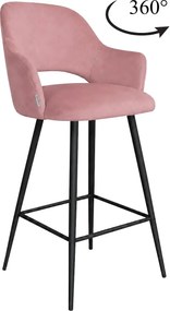 Hoker Milano krzesło barowe tkanina Welur podstawa metalowa : Kolor nogi - Czarna stożek, Kolor tkaniny - VELVET - MG58, Typ siedziska - Siedzisko obrotowe 360°