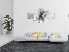 Obraz - Kwiat, czarno - biały (125x70 cm)