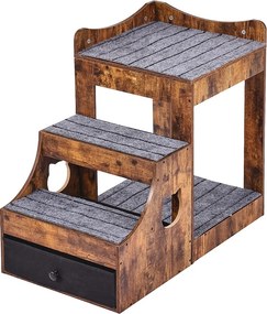 Rustykalne Łóżko Stosunkowe SucceBuy dla Zwierząt Domowych, Brązowe, Ostrówka Okienna dla Psia/Kociego, Wewnętrze z Schodami