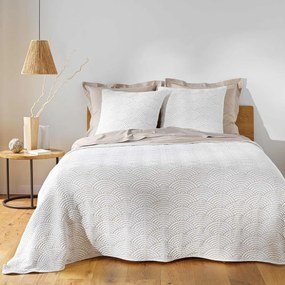 Biało-beżowy dżersejowy zestaw narzuty na łóżko i poszewki na poduszkę 220x240 cm Cassandra – douceur d'intérieur