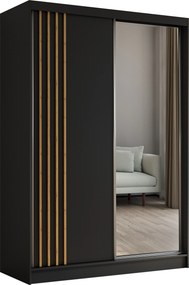 Szafa Przesuwna NELVIA 150 cm z Lustrem Szafa Dwudrzwiowa Czarna